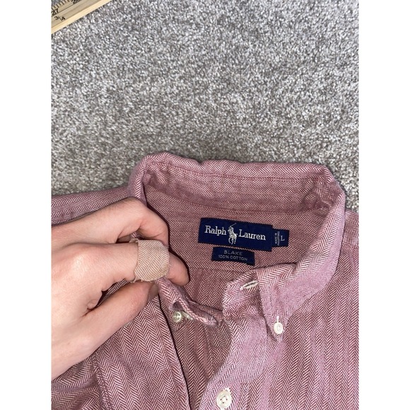 Polo Ralph Lauren Red Knit Pattern Shirt Blake Mens 2XL Preppy Cotton Work Read - Picture 3 of 7